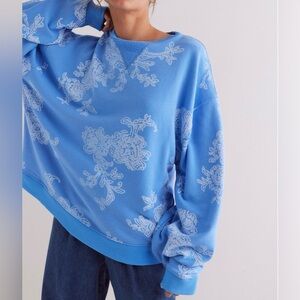 Free People Blue Floral Sweatshirt